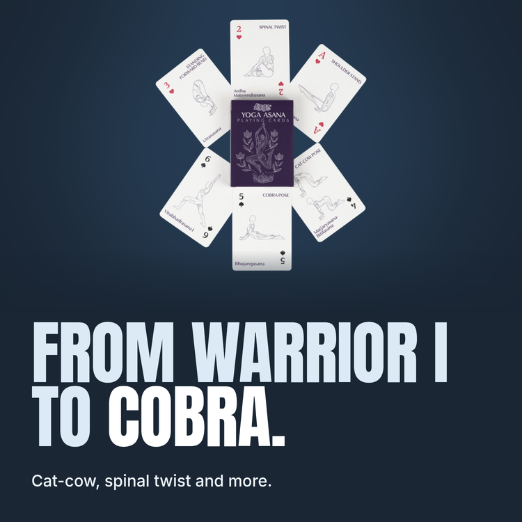 Lingo Yoga playing cards - From Warrior I to Cobra.