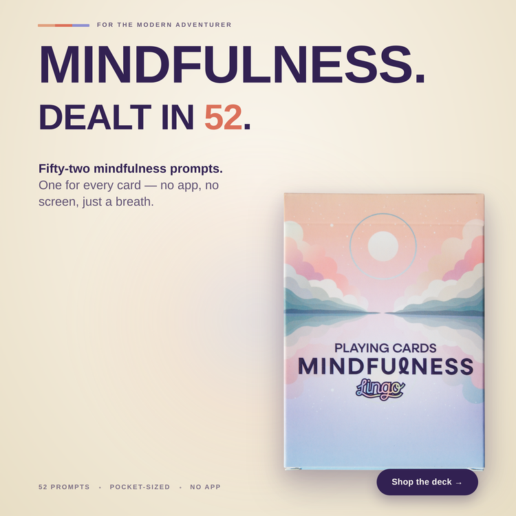 Mindfulness Playing Cards – box with a headline introducing the deck