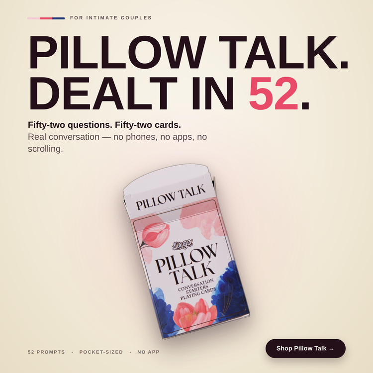 Pillow Talk Playing Cards – box with a headline introducing the deck
