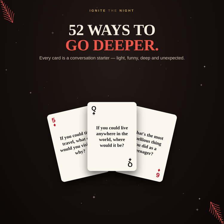 Ignite The Night Playing Cards – example cards showing what is inside the deck