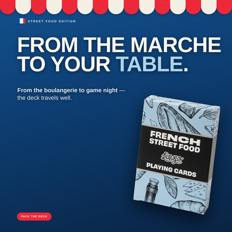French Street Food – cards and box in a lifestyle scene
