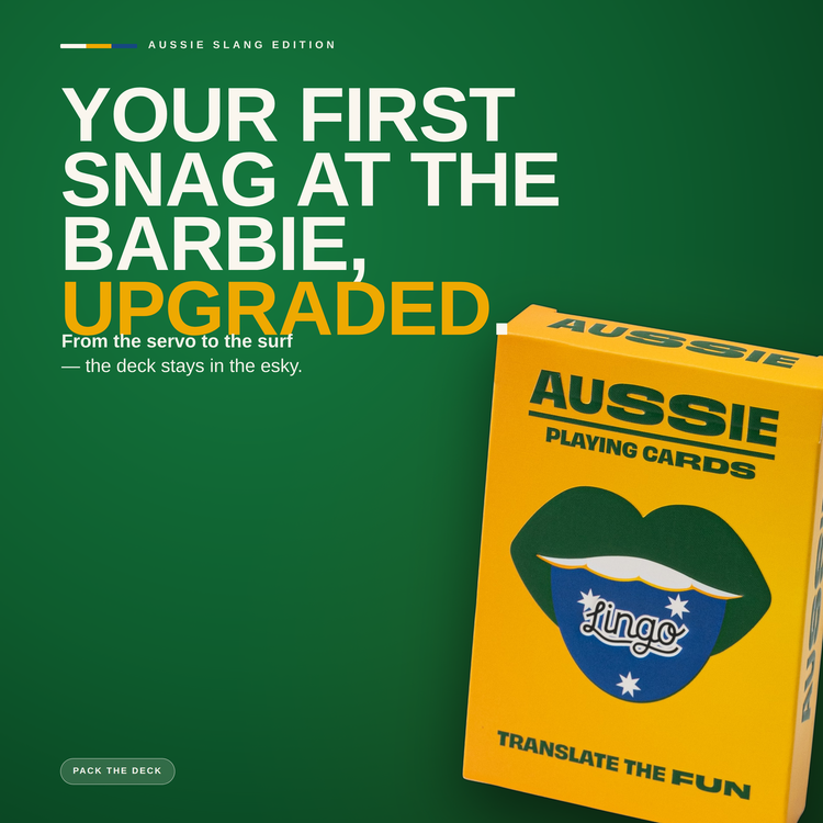 Aussie Lingo Playing Cards – cards and box in a lifestyle scene