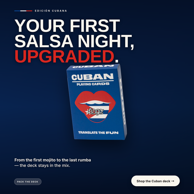 Cuban Lingo Playing Cards – cards and box in a lifestyle scene