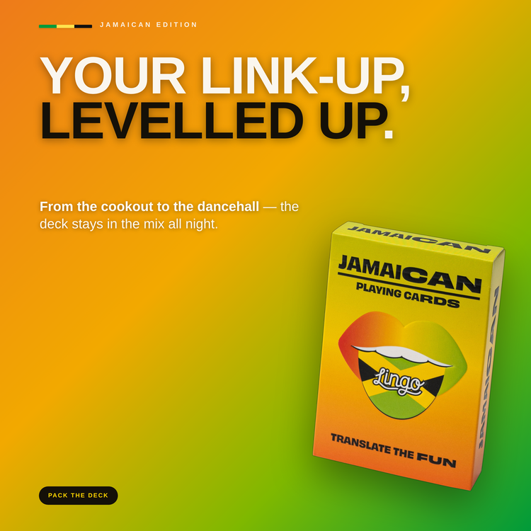 Jamaican Lingo Playing Cards – cards and box in a lifestyle scene
