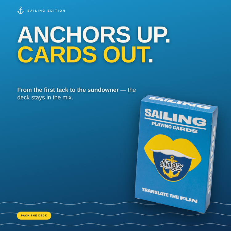 Sailing Lingo Playing Cards – cards and box in a lifestyle scene
