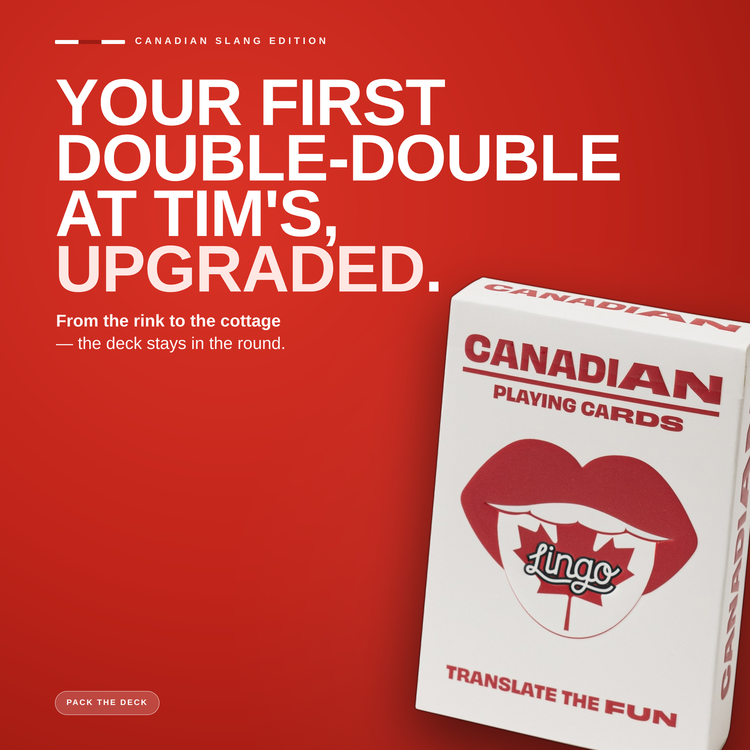 Canadian Lingo Playing Cards – cards and box in a lifestyle scene