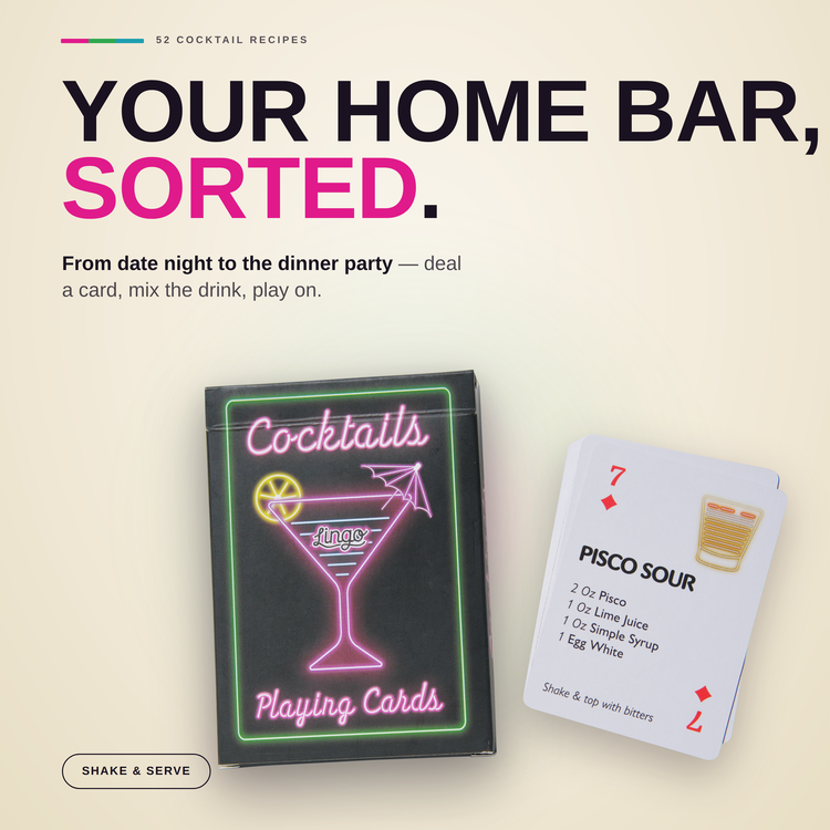 Cocktails Playing Cards – cards and box in a lifestyle scene