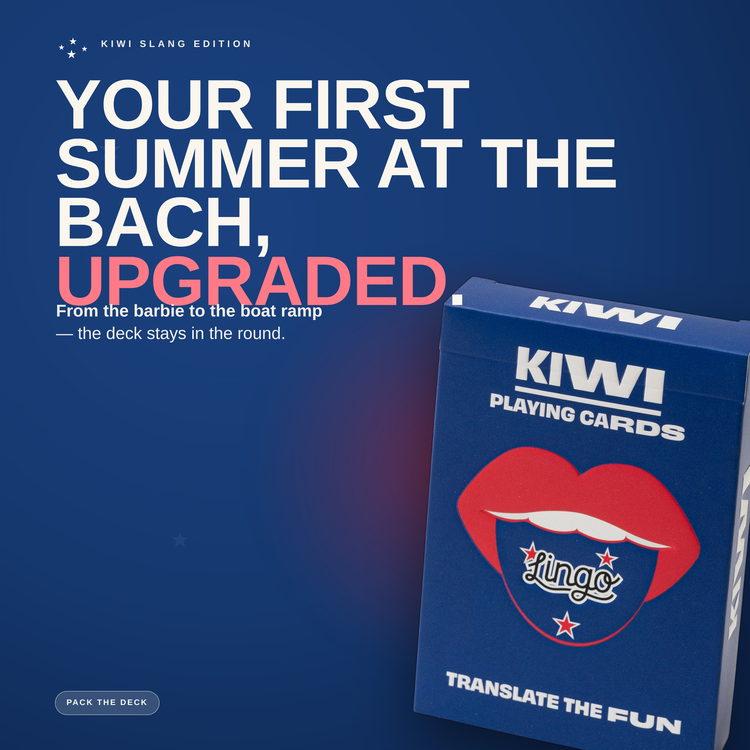 Kiwi Lingo Playing Cards – cards and box in a lifestyle scene