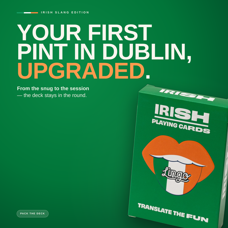 Irish Lingo Playing Cards – cards and box in a lifestyle scene