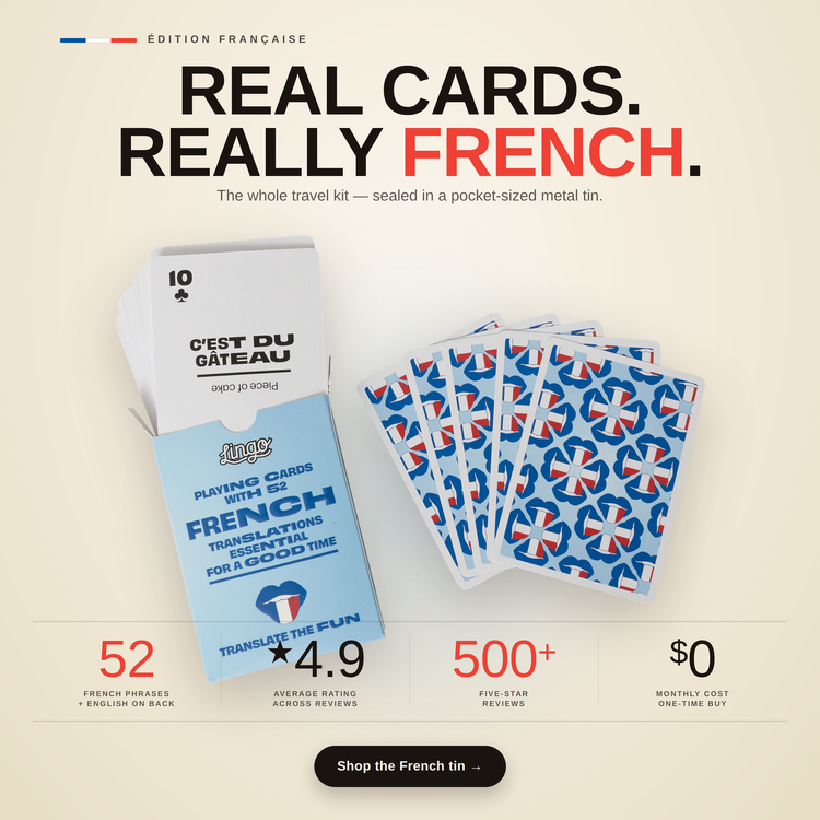 French Travel Tin – box and cards with key facts and star rating