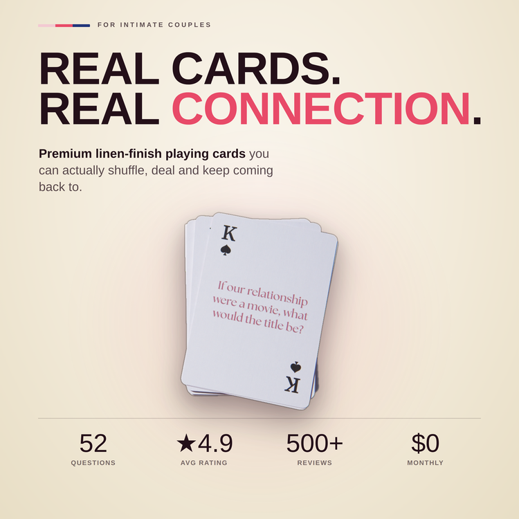 Pillow Talk Playing Cards – box and cards with key facts and star rating