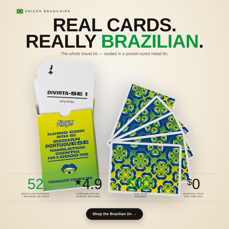 Brazilian Travel Tin – box and cards with key facts and star rating