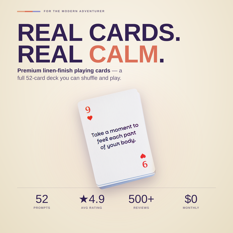 Mindfulness Playing Cards – box and cards with key facts and star rating