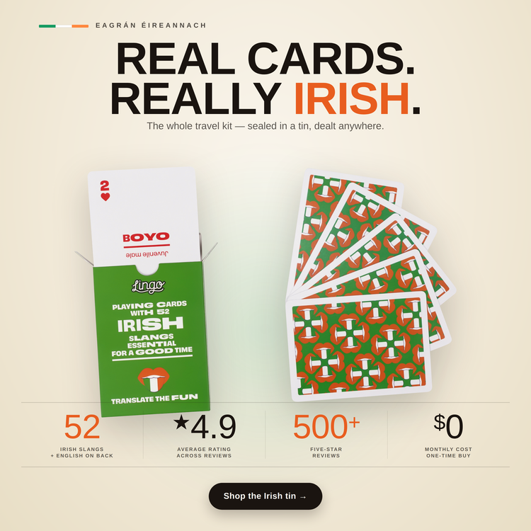 Irish Travel Tin – box and cards with key facts and star rating