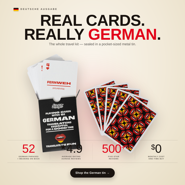 German Travel Tin – box and cards with key facts and star rating