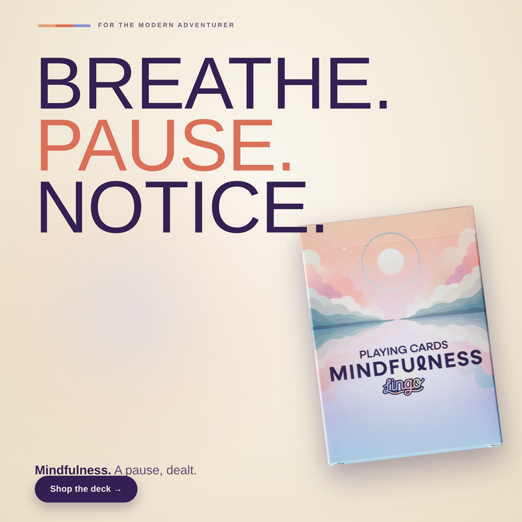 Mindfulness Playing Cards – box beside bold headline text