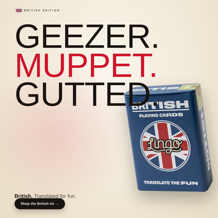 British Travel Tin – box beside bold headline text