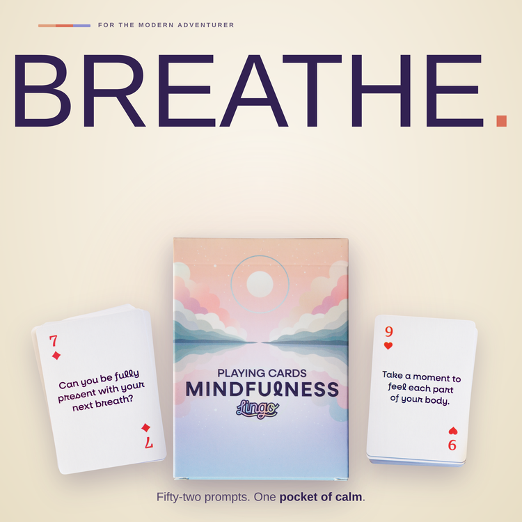 Mindfulness Playing Cards – box with two example cards