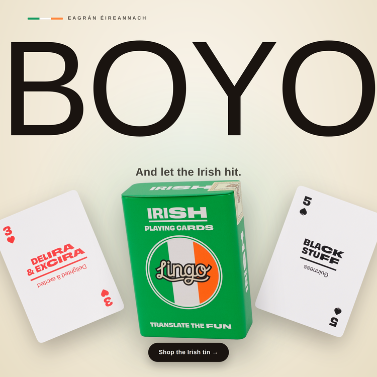 Irish Travel Tin – box with two example cards