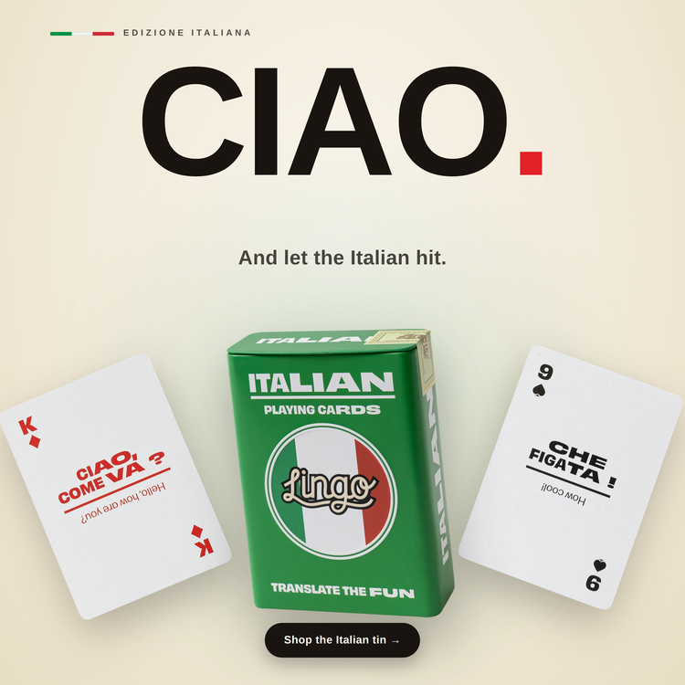 Italian Travel Tin – box with two example cards