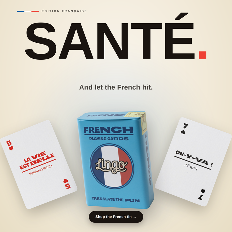 French Travel Tin – box with two example cards