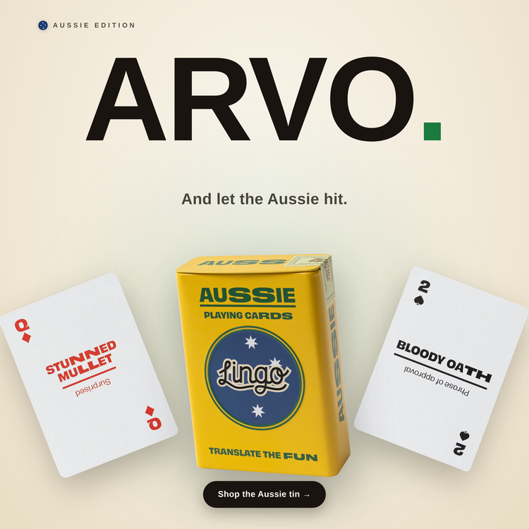 Aussie Travel Tin – box with two example cards
