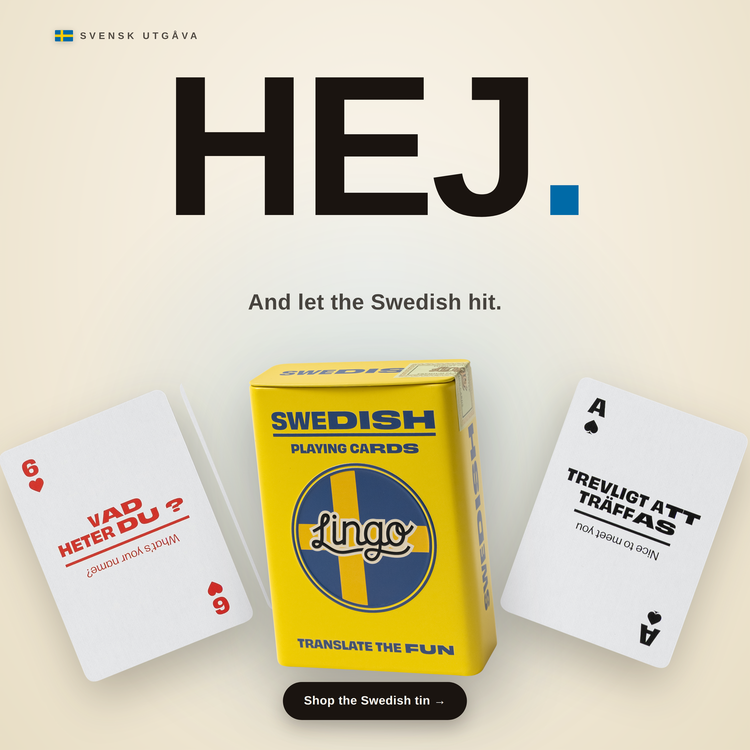 Swedish Travel Tin – box with two example cards