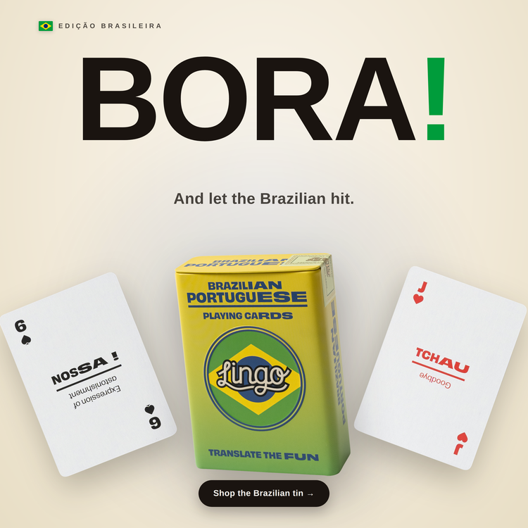 Brazilian Travel Tin – box with two example cards