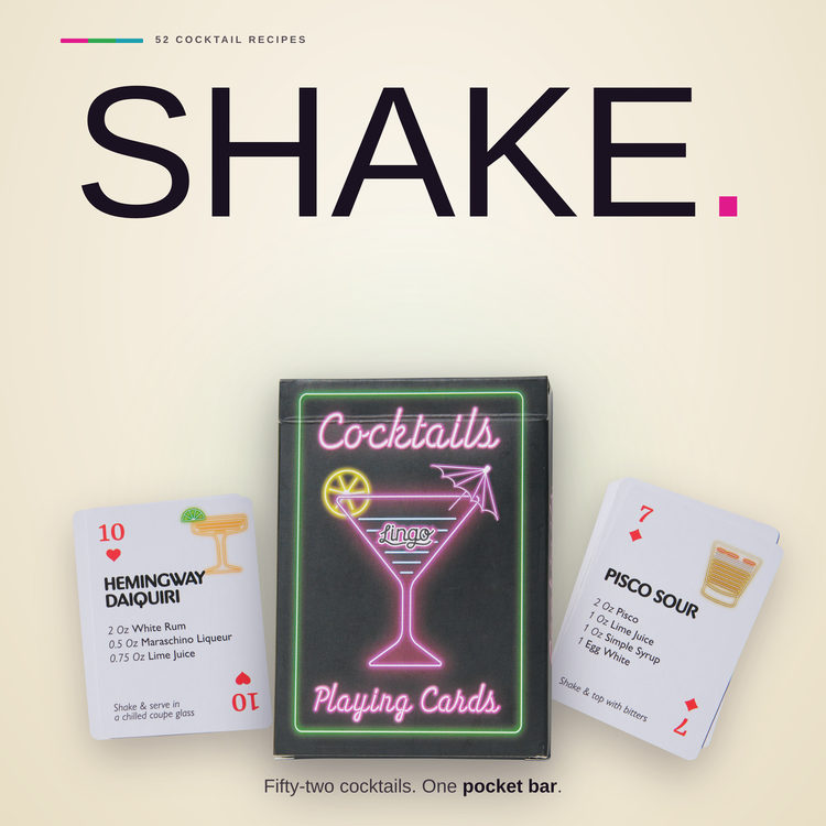 Cocktails Playing Cards – box with two example cards
