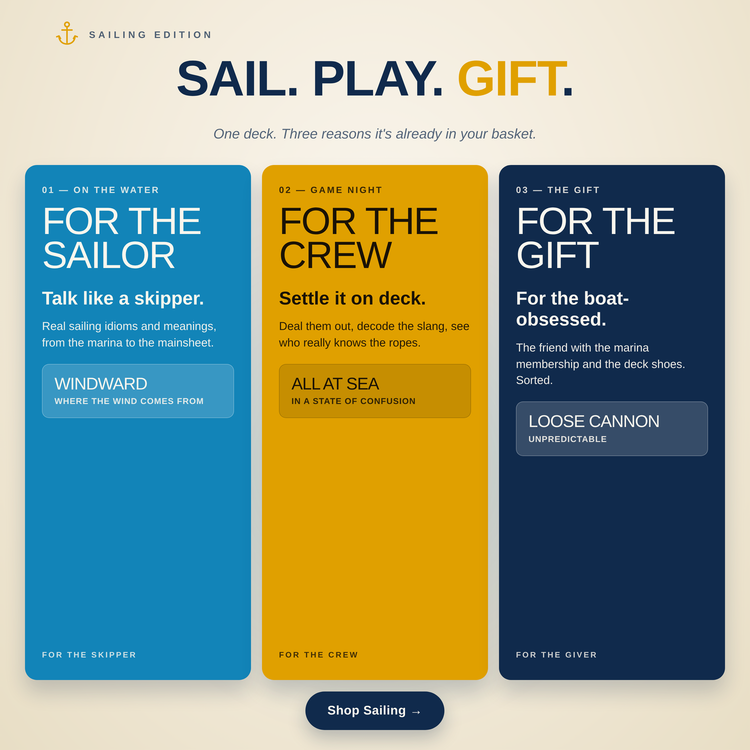 Sailing Lingo Playing Cards – gift ideas: for the heritage, for the trip, for the gift