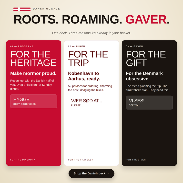 Danish Lingo Playing Cards – gift ideas: for the heritage, for the trip, for the gift