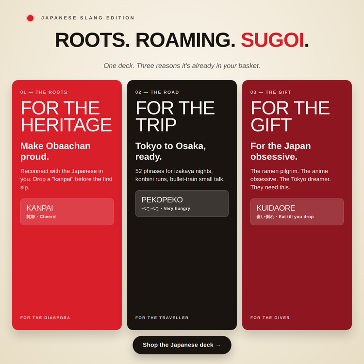 Japanese Lingo Playing Cards – gift ideas: for the heritage, for the trip, for the gift