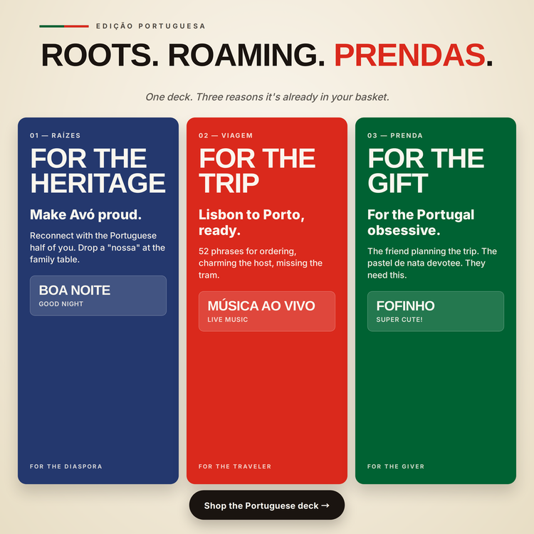 Portuguese Lingo Playing Cards – gift ideas: for the heritage, for the trip, for the gift