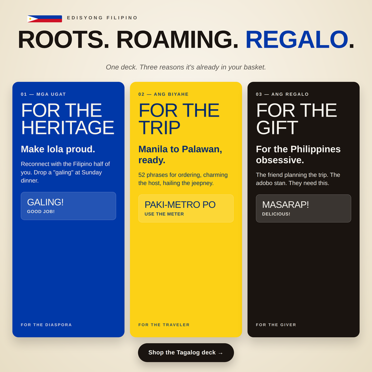 Tagalog Lingo Playing Cards – gift ideas: for the heritage, for the trip, for the gift
