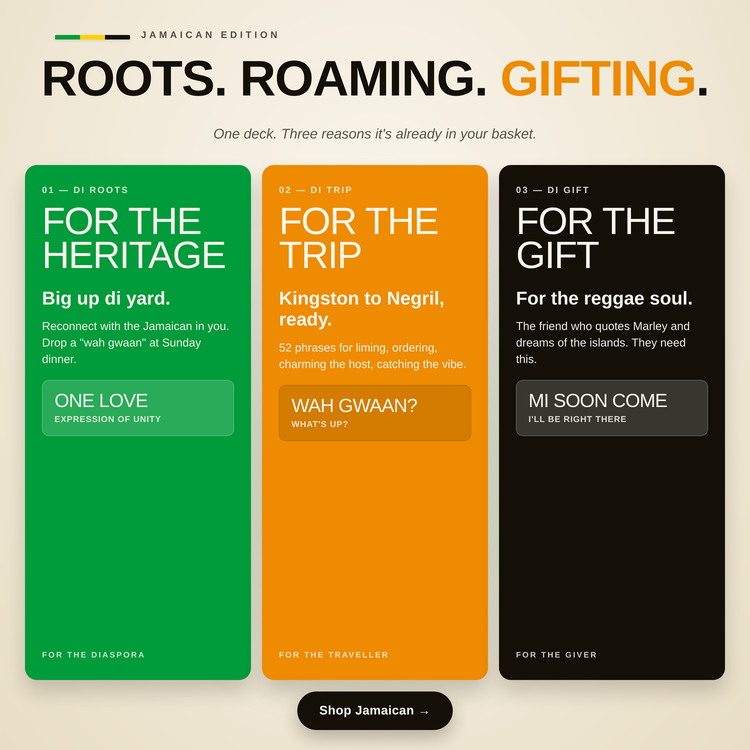 Jamaican Lingo Playing Cards – gift ideas: for the heritage, for the trip, for the gift