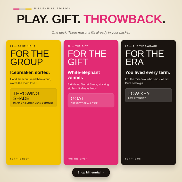 Millennial Lingo Playing Cards – gift ideas: for the heritage, for the trip, for the gift