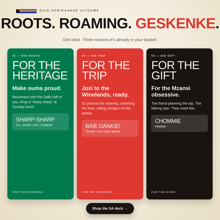 South African Lingo Playing Cards – gift ideas: for the heritage, for the trip, for the gift