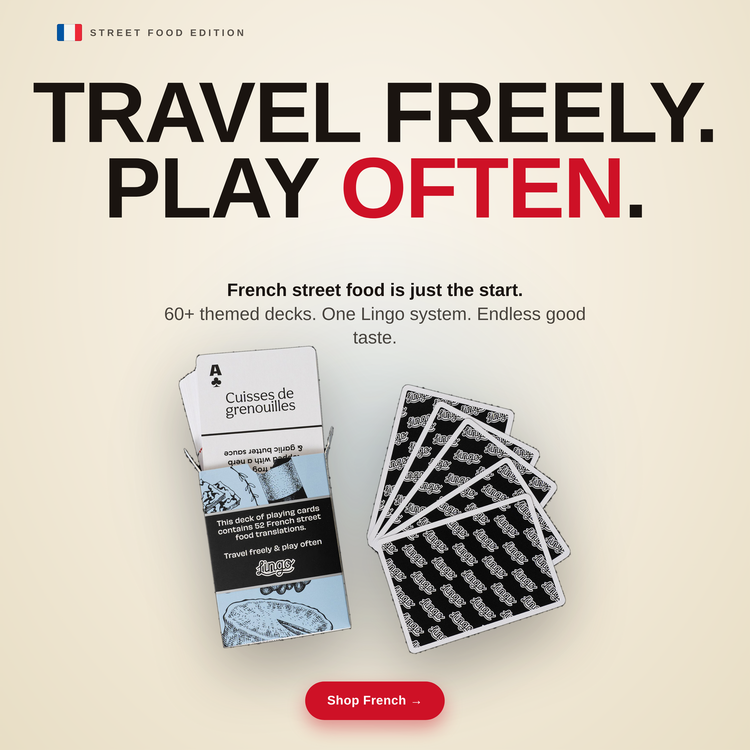 French Street Food – box with a fanned hand of cards