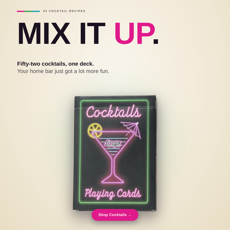 Cocktails Playing Cards – box with a fanned hand of cards