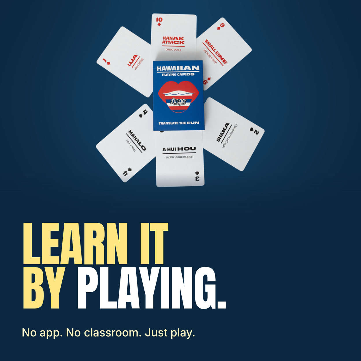 Lingo Hawaiian playing cards - Learn it by playing.