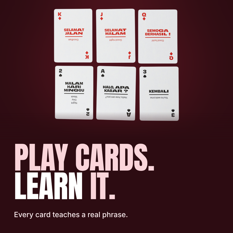 Lingo Indonesian playing cards - Play cards. Learn it.