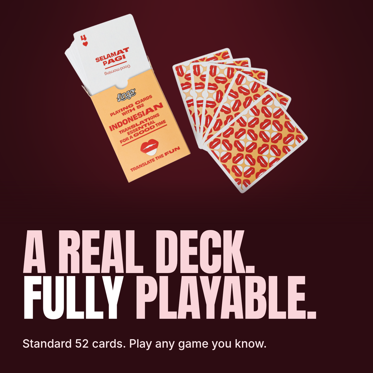 Lingo Indonesian playing cards - A real deck. Fully playable.