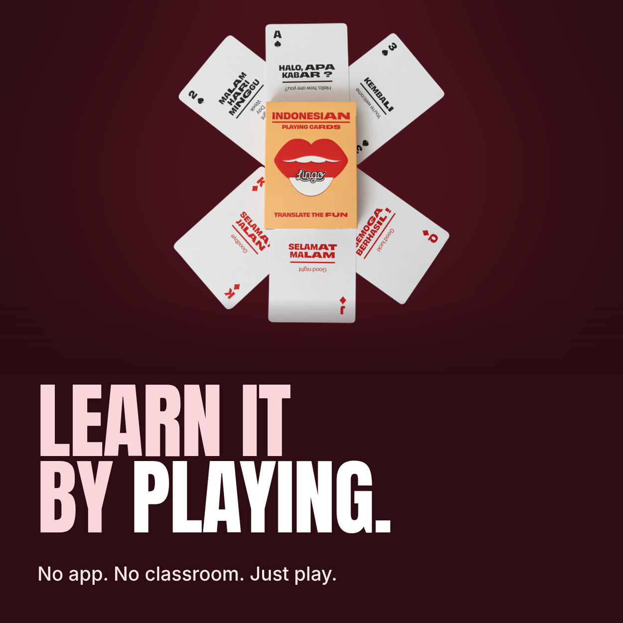 Lingo Indonesian playing cards - Learn it by playing.