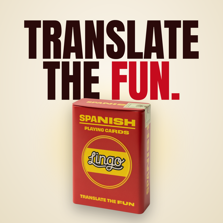 Lingo Spanish Travel Tin playing cards - Translate the fun.