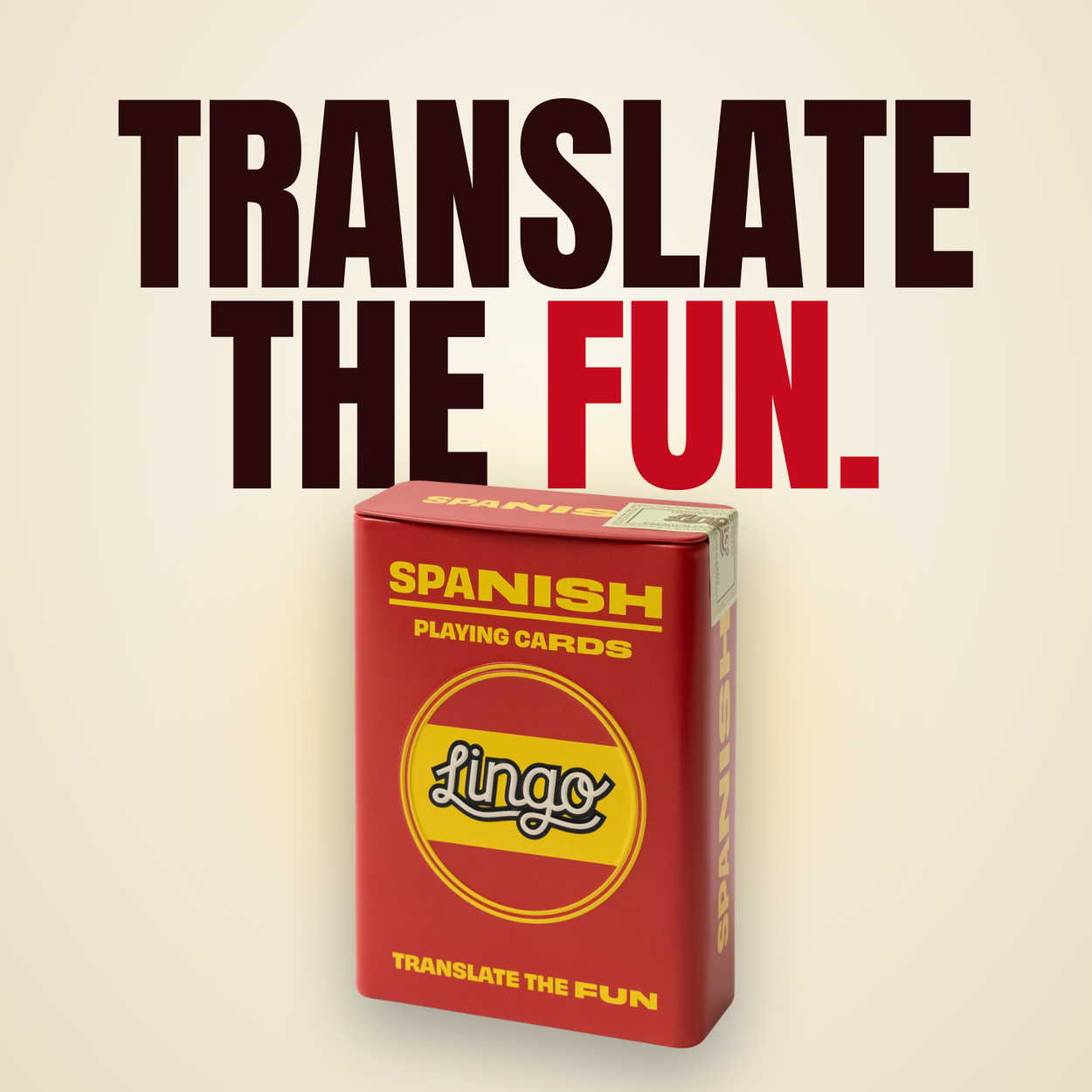 Lingo Spanish Travel Tin playing cards - Translate the fun.