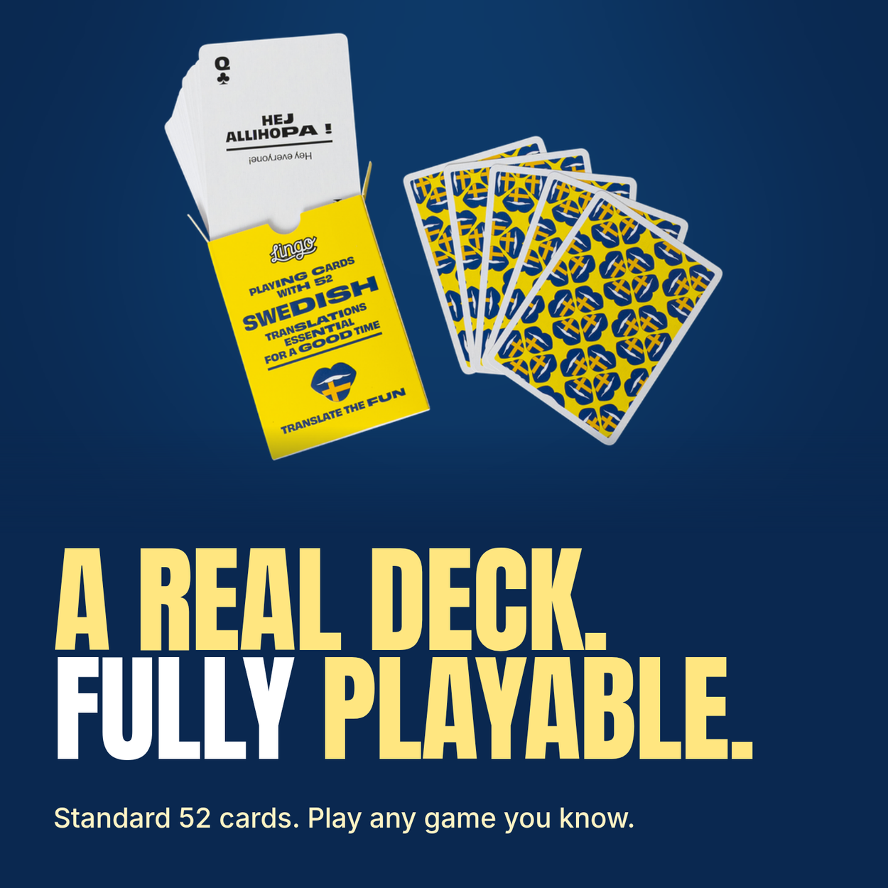 Lingo Swedish playing cards - A real deck. Fully playable.